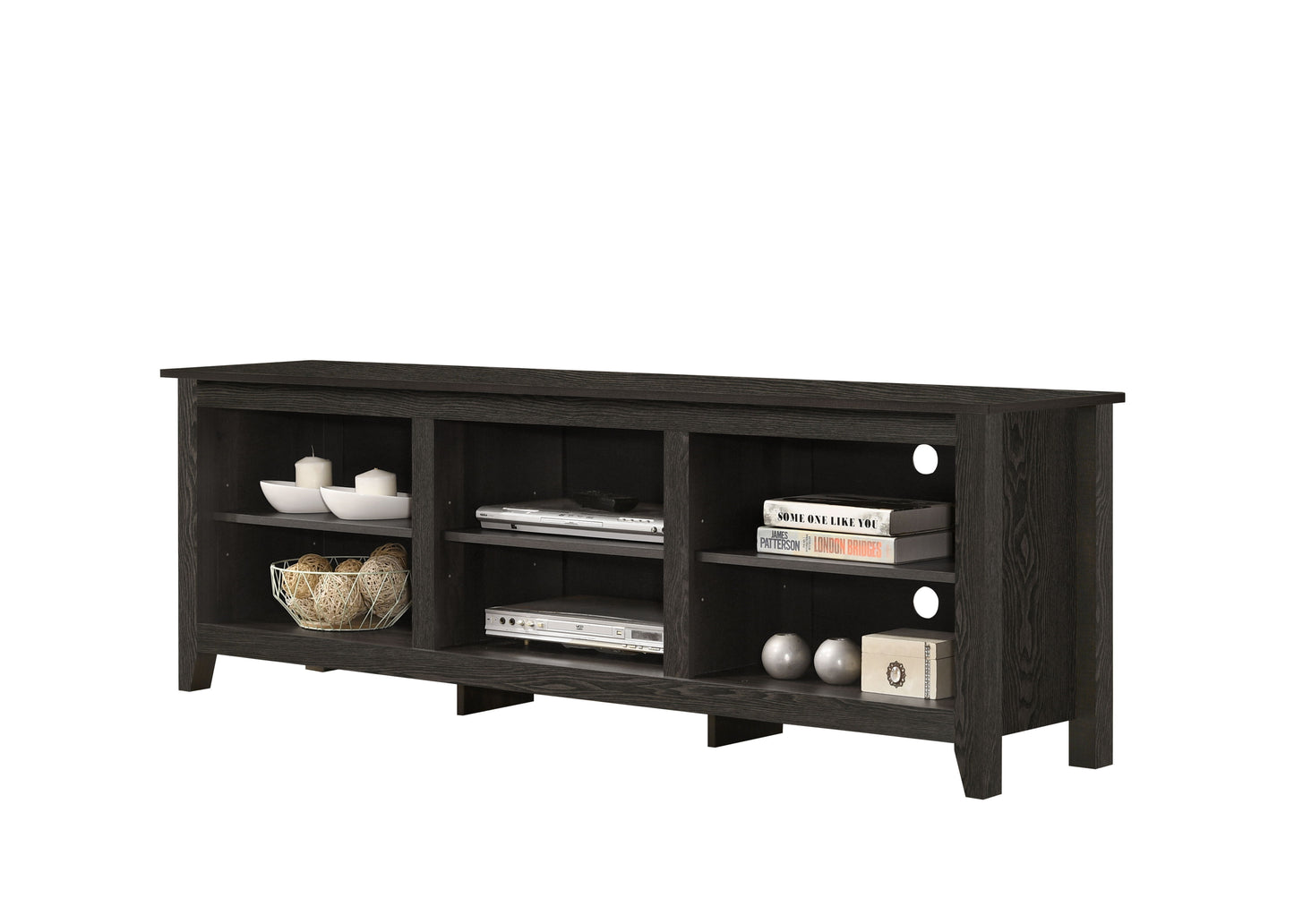 Benito - TV Stand With Open Shelves And Cable Management - Dark Gray