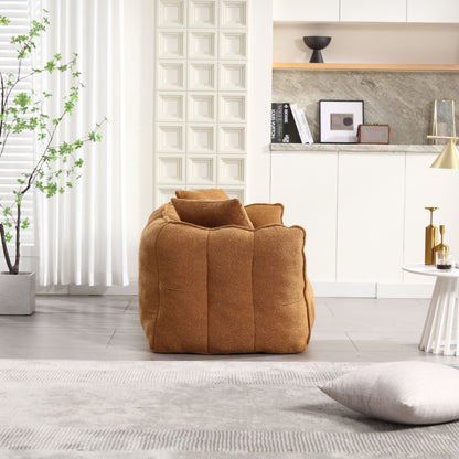 Soft Beanbag Chair With High Resilience Foam Core For Two People - Yellow