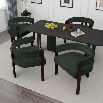 Modern Accent Chair Teddy Upholstered Armchair With Open Back 3 Legs Barrel Dining Chair Comfy Side Chair (Set of 2) - Emerald