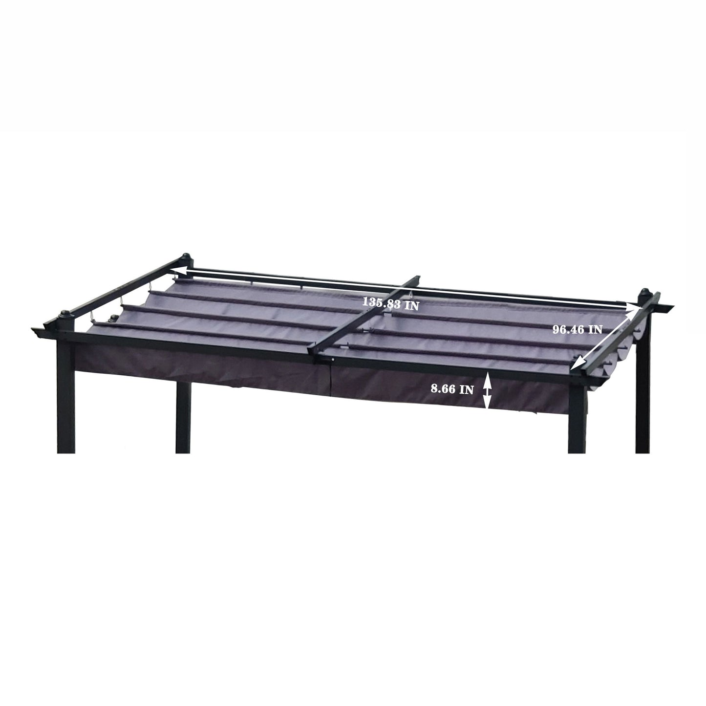 Replacement Canopy Top Cover Fabric For 13 x 10 Ft Outdoor Patio Retractable Pergola Sun-Shelter Canopy - Gray