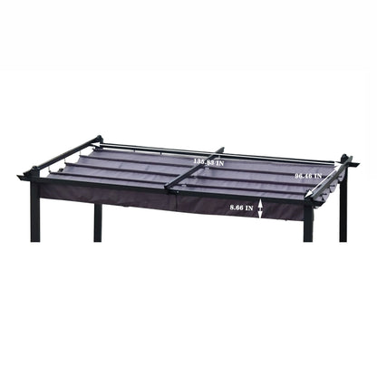 Replacement Canopy Top Cover Fabric For 13 x 10 Ft Outdoor Patio Retractable Pergola Sun-Shelter Canopy - Gray