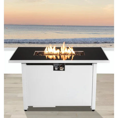 Rectangular Fire Pit With Frame - White