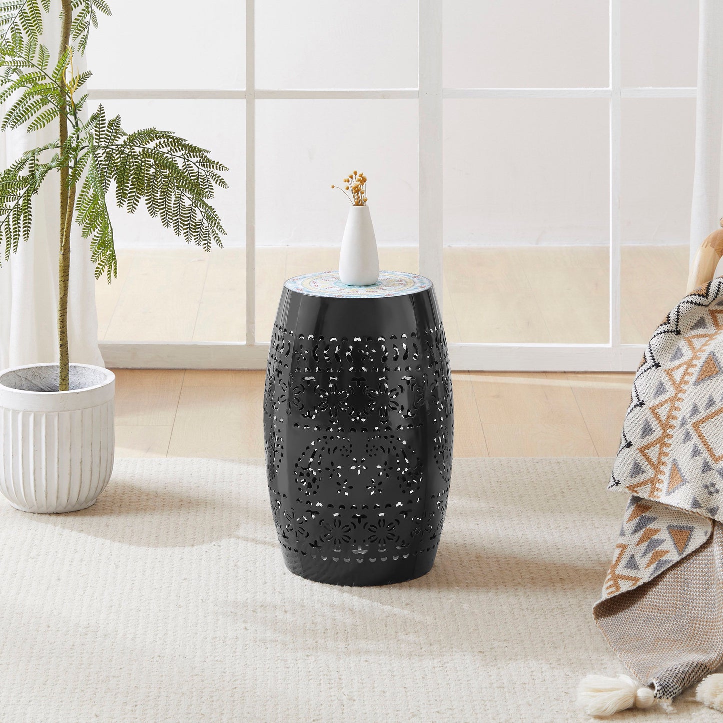 Ruby - Modern Mosaic Side Table - Black