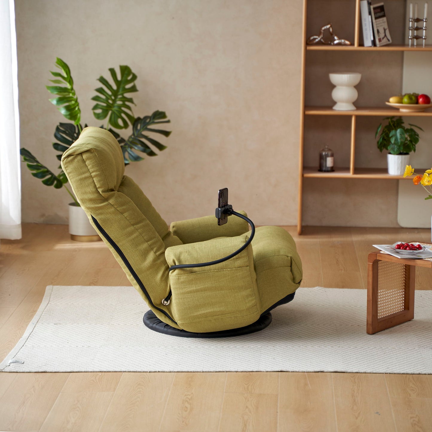 Adjustable Swivel Lounge Chair With 360 Degree Rotating Seat And Headrest Support Leisure Chair Deck Chair Game Chair For Living Room - Green