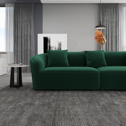 Elijah - Japandi Style Curvy Sectional Sofa - Green