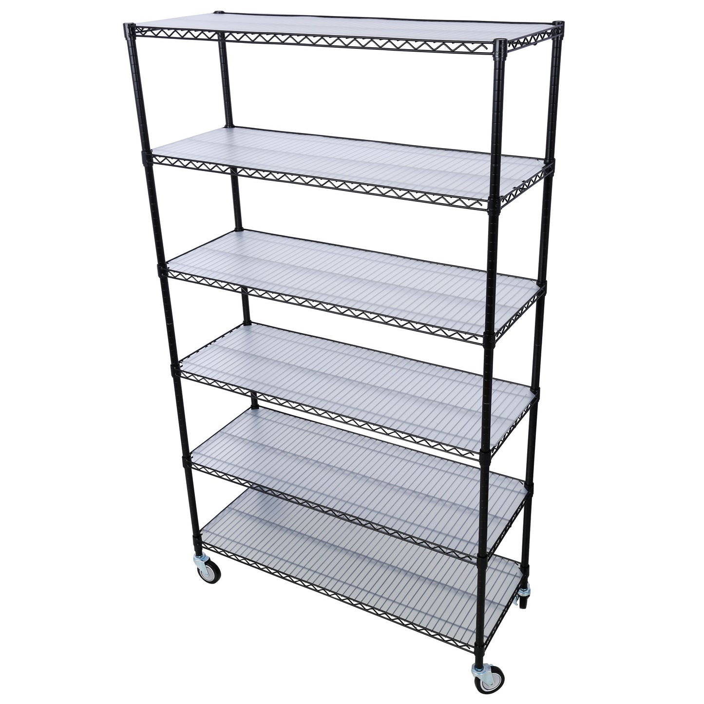84" x 48" x 20" 6 Tier 6000Lbs Capacity Nsf Metal Shelf Wire Shelving Unit, Heavy Duty Adjustable Storage Rack With Wheels & Shelf Liners For Commercial Grade Utility Steel Storage Rack - Black