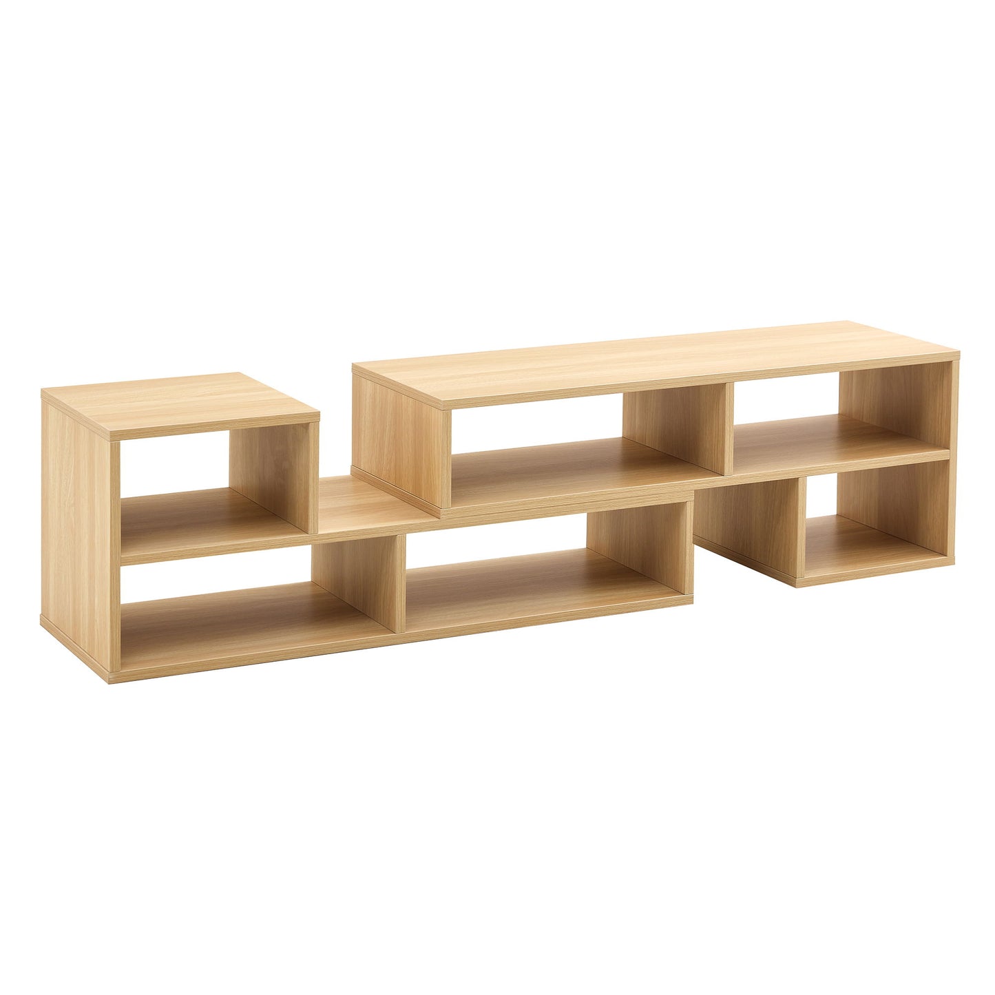 2 Piece Cube TV Stand And L Shaped Entertainment Center With Open Storage And 2 Shelves - Burly Wood