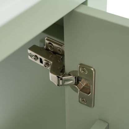 Modern Small Bathroom Vanity Cabinet With Ceramic Basin, Ample Storage, 1 Soft Close Door - Green