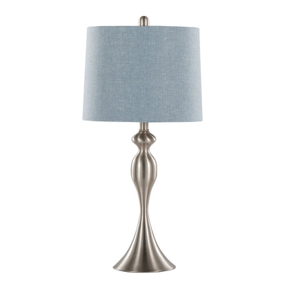 Ashland - Contemporary Table Lamp (Set of 2) - Nickel / Light Blue