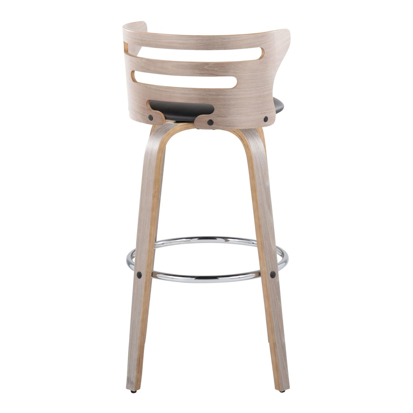 Cosini - Mid-Century Modern Fixed Height Barstool With Swivel With Round Footrest (Set of 2) - Light Gray / Black