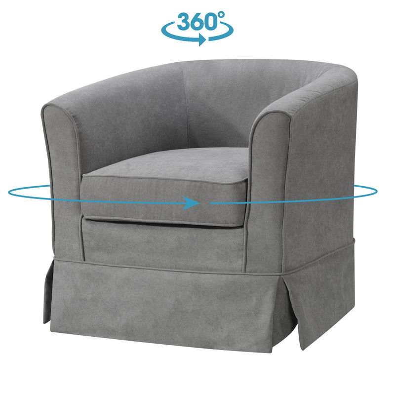 Tucker - Woven Fabric Swivel Barrel Chair - Steel Gray
