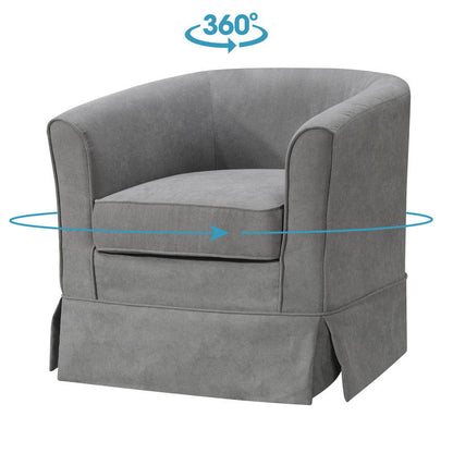 Tucker - Woven Fabric Swivel Barrel Chair - Steel Gray