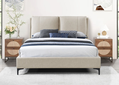 Upholstered King Bed - Tan