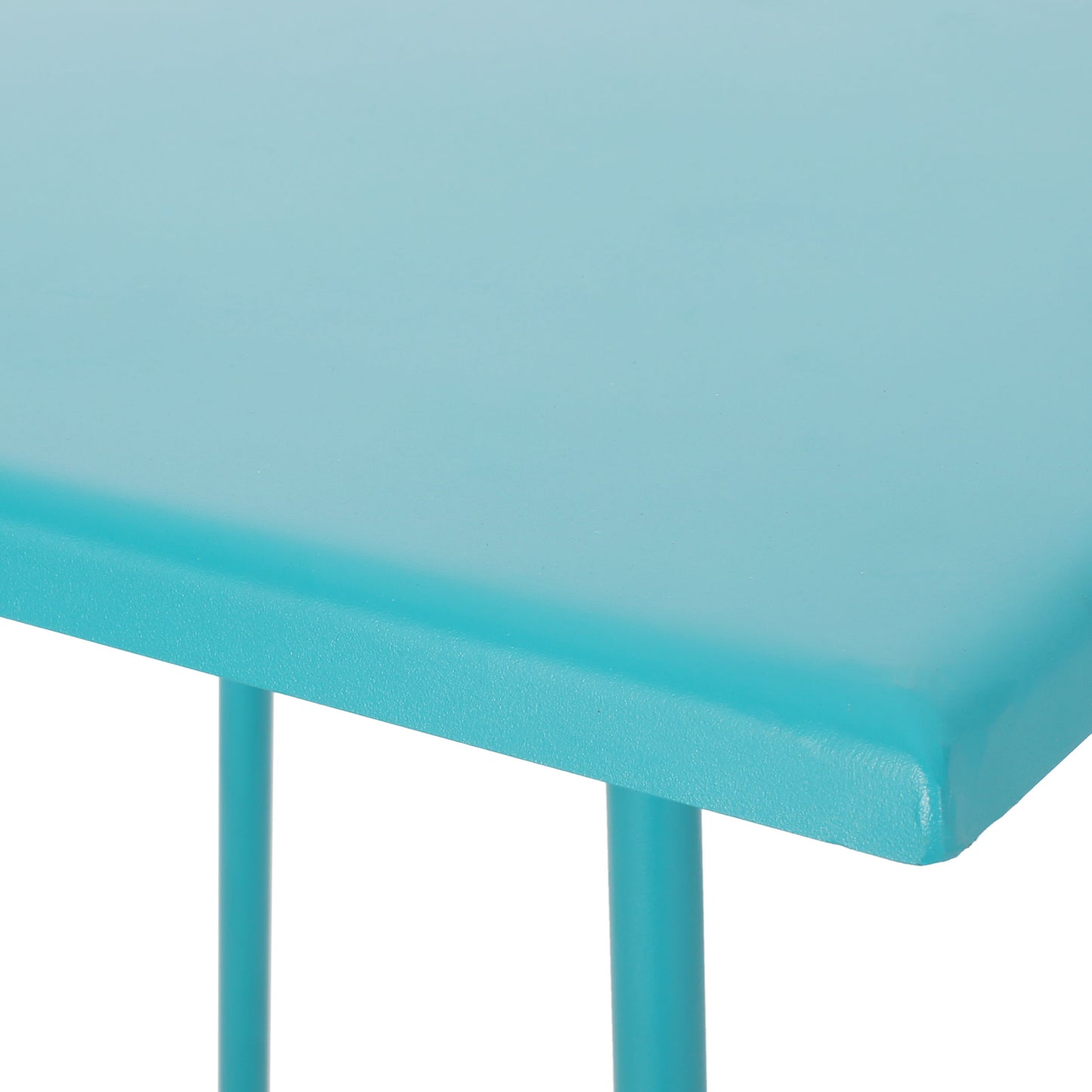 Outdoor Steel Side Table With X Shape Bottom Crossing Legs - Teal