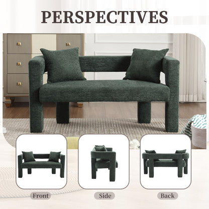 Modern Loveseat Sofa, Comfy Upholstered 2 Seater - Emerald