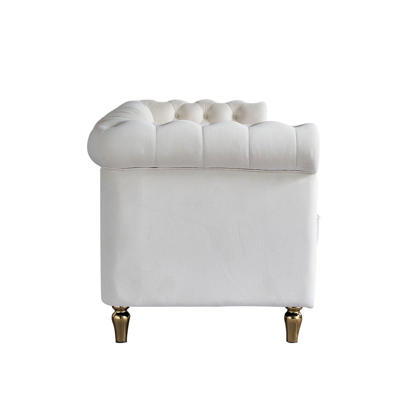 Chesterfield - Velvet Sofa 84.65" For Living Room - Beige
