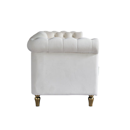 Chesterfield - Velvet Sofa 84.65" For Living Room - Beige