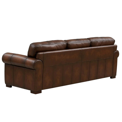 Brookfield-Top Grain Leather Sofa Couch - Caramel