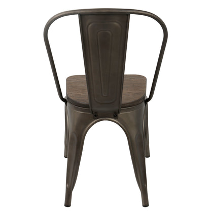 Oregon - Industrial / Farmhouse Stackable Dining Chair (Set of 2) - Espresso