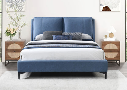 Upholstered King Bed - Blue