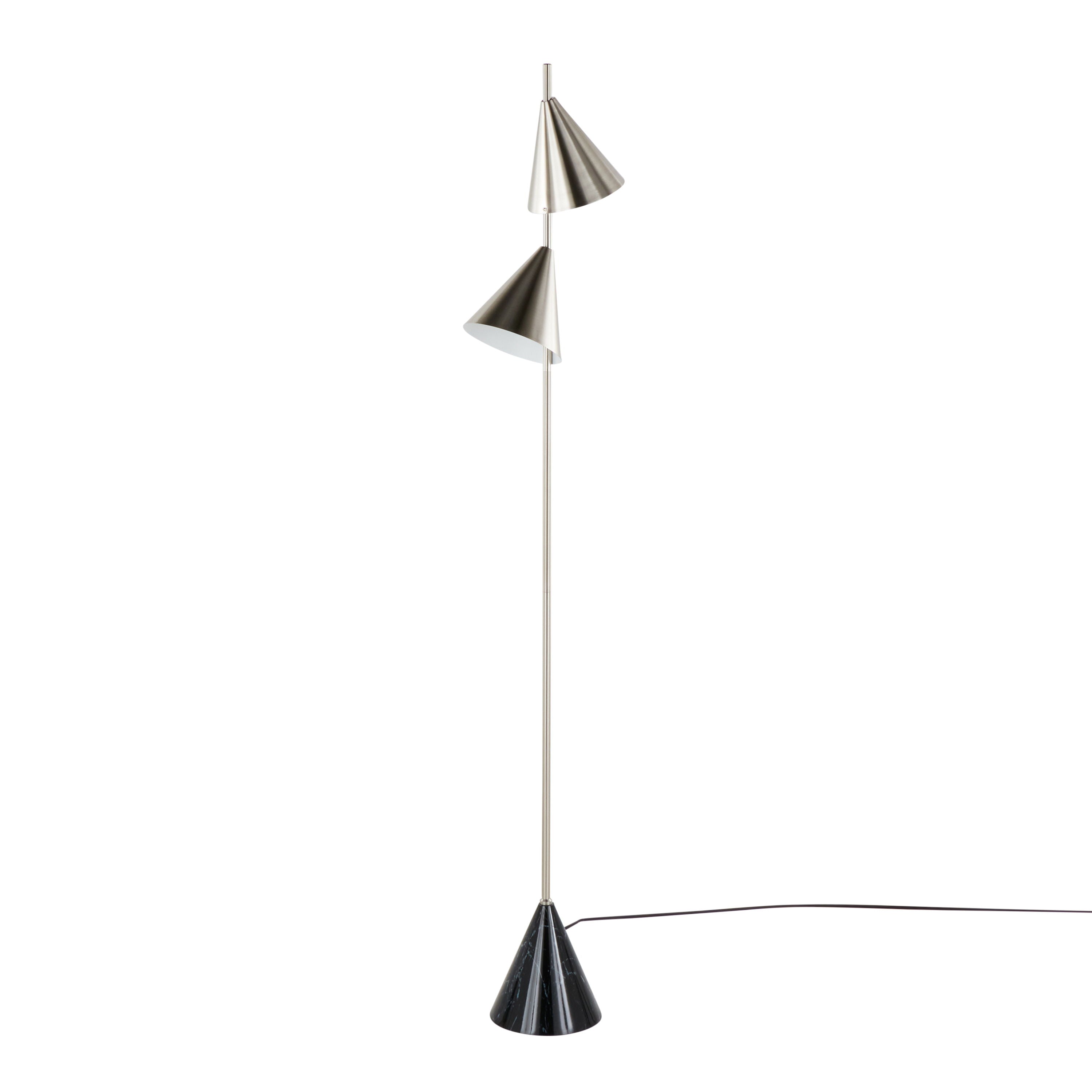 Cone - Contemporary Floor Lamp - Plated Nickel / Black
