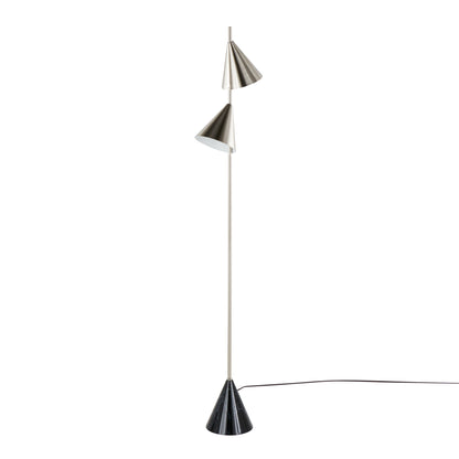 Cone - Contemporary Floor Lamp - Plated Nickel / Black