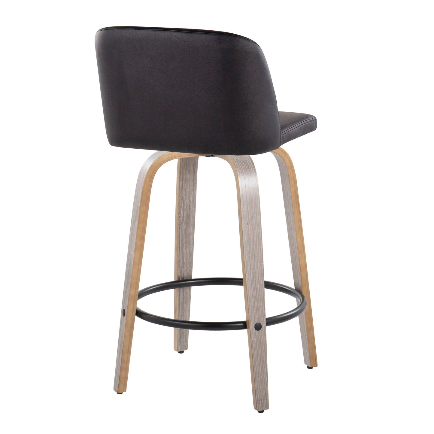 Toriano - Contemporary Fixed Height Counter Stool With Swivel With Round Footrest (Set of 2) - Light Gray / Black