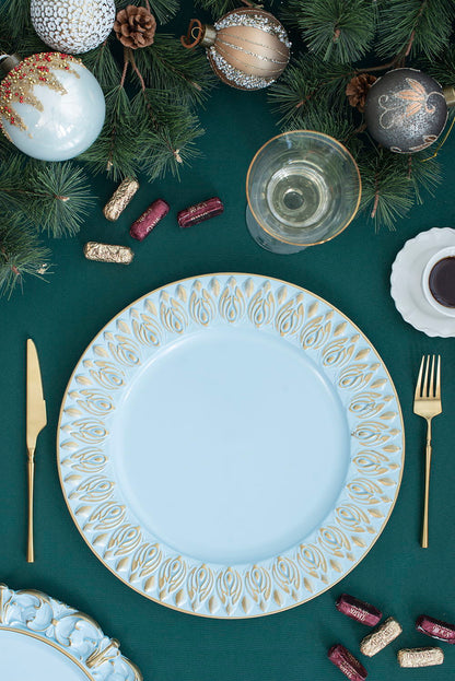 Plastic Charger Polypropylene Plate (Set of 8) - Blue / Gold