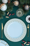 Plastic Charger Polypropylene Plate (Set of 8) - Blue / Gold
