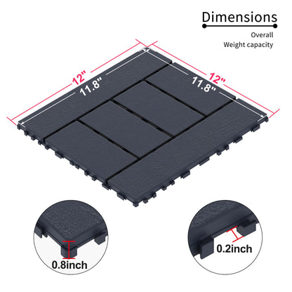 H Style Diy - Module Interlocking Patio Deck Tiles - Dark Gray