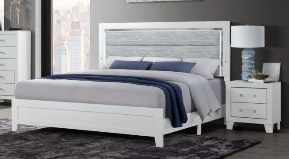 Omoda - King Bed With LED - White