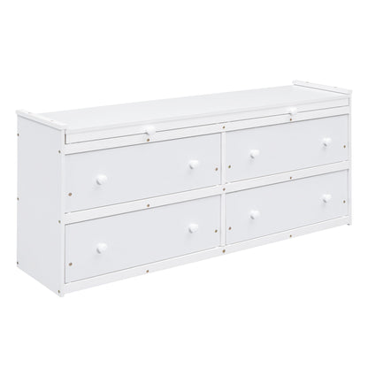 Twin Size Loft Bed With Retractable Writing Desk And 4 Drawers, With Lateral Portable Desk And Shelves - White