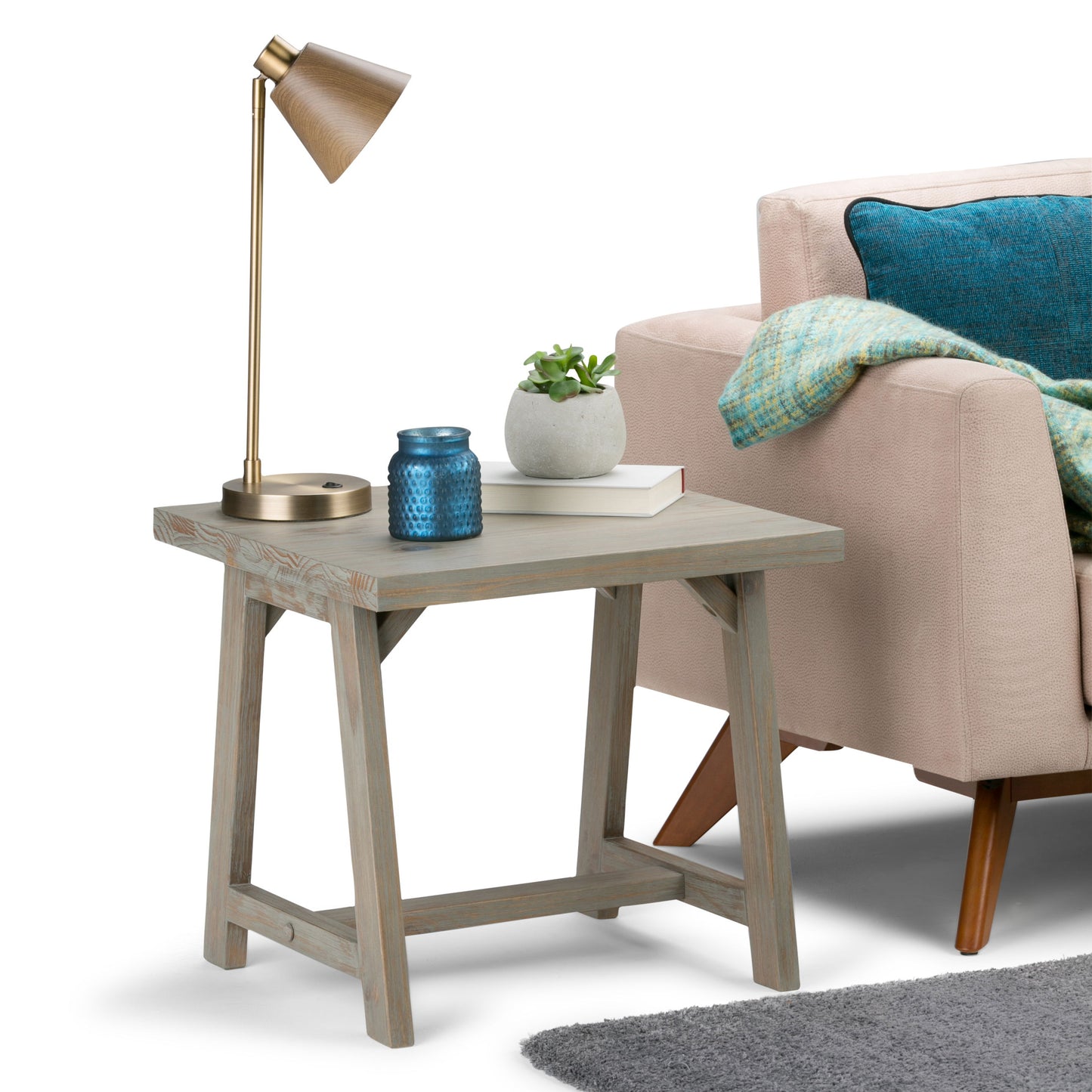 Sawhorse - End Table - Distressed Gray