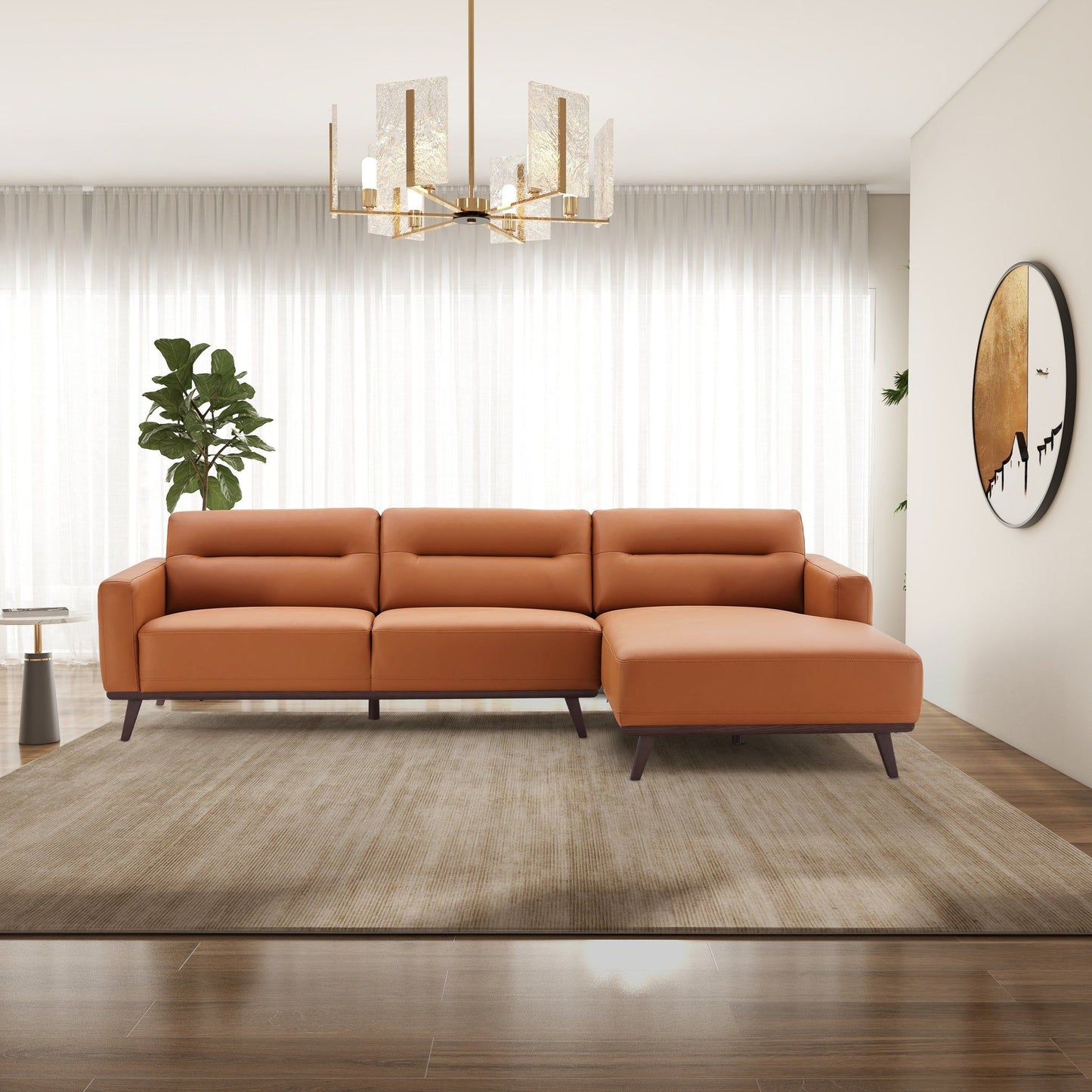 Ella - L-Shaped Right Sectional Couch - Cognac