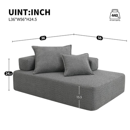 Lounge Frame For Oversized Modular U Shaped Sectional Floor Couch Convertible Compressed Couch, Spacious Foam Filled Sofa - Gray