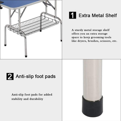 Large Grooming Table For Pet Dog And Cat With Adjustable Arm And Clamps Large Heavy Duty Animal Grooming Table - Blue