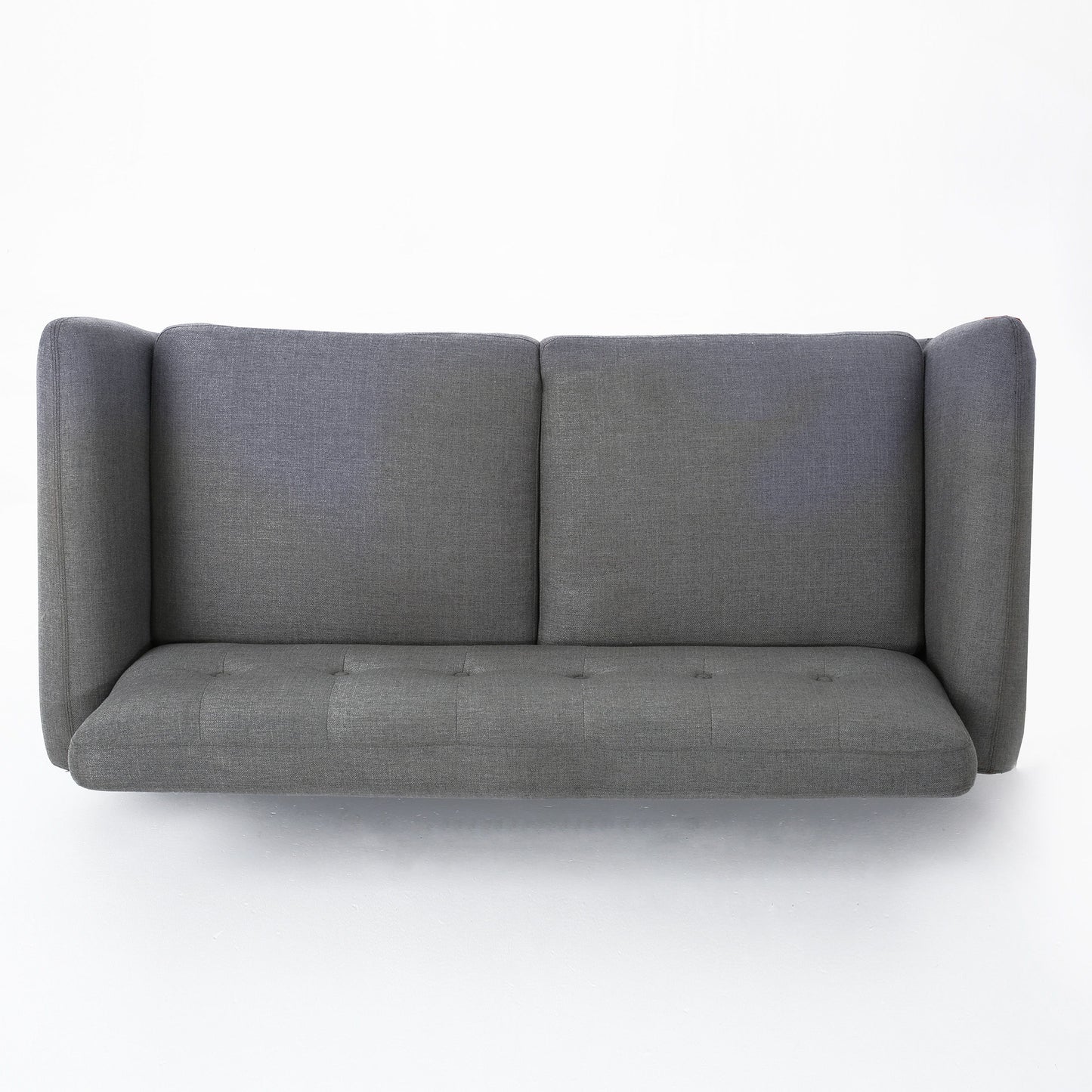 Mid Century Modern Loveseat Sofa With Button Tufted Backrest - Dark Gray