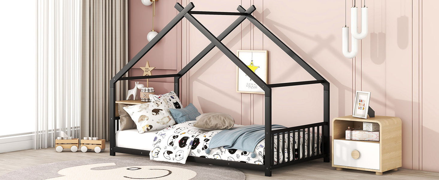Twin Size House Bed - Black