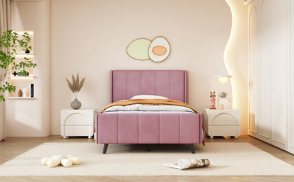 Twin Size Upholstered Platform Bed - Pink