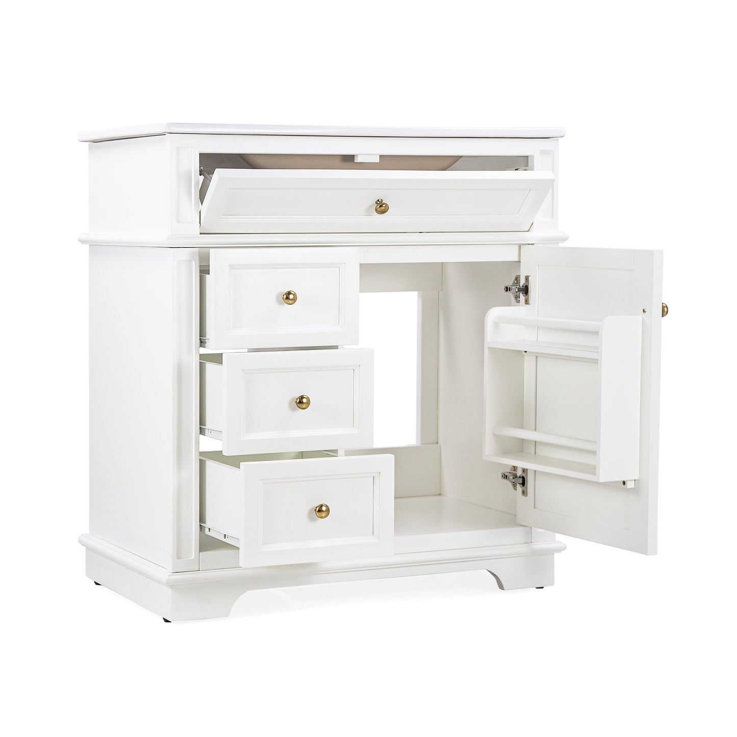 Freestanding 30" Bathroom Vanity With Sink, Soft Closing Door, Tip Out Drawer - White