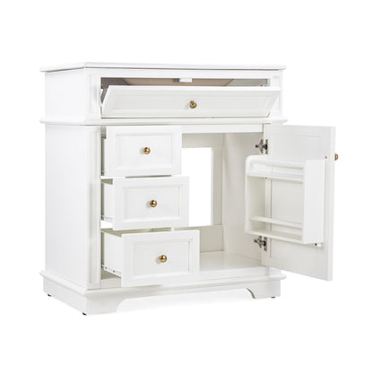 Freestanding 30" Bathroom Vanity With Sink, Soft Closing Door, Tip Out Drawer - White