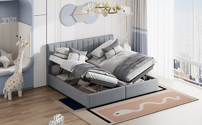 King Size Upholstered Platform Bed With A Hydraulic Storage System - Gray