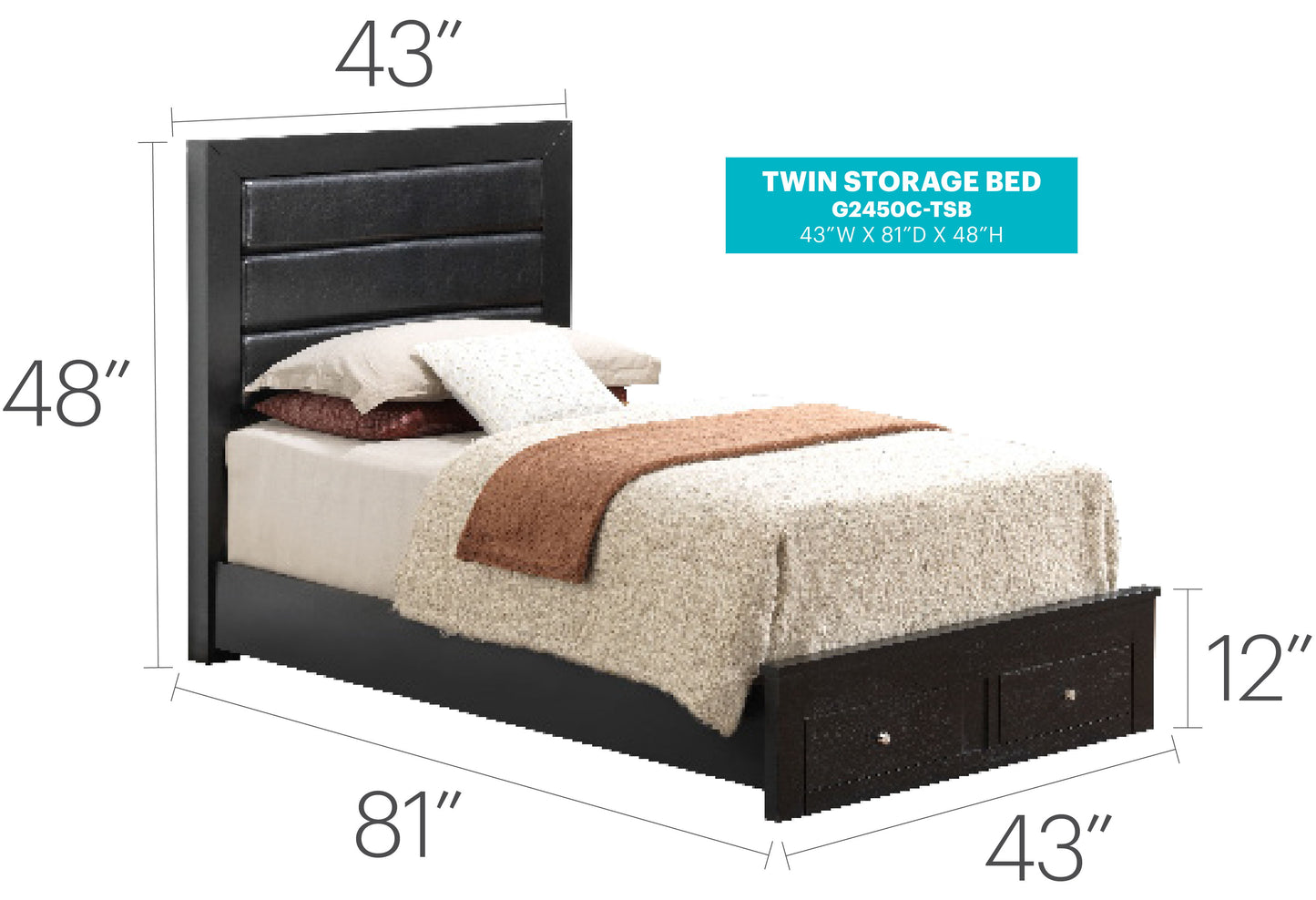 Twin Storage Bed With Versatile Appeal - Black