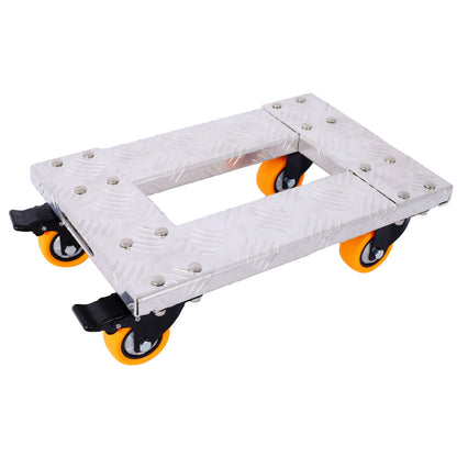 Movers Dolly Heavy Duty Furniture Dolly Trolley Cart, Aluminum Frame With 3" Tpu Professional Casters With Brake Option (Set of 2) - Silver