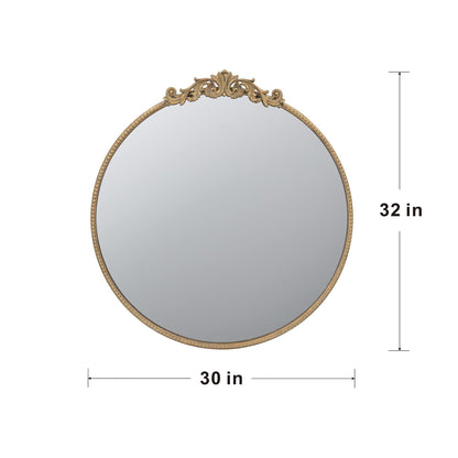 Round Wall Mounted Mirror With Metal Frame For Bathroom Living Room - Gold