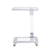 Glass Side Table, Acrylic End Table, Glass Top C Shape Square Table With Metal Base For Living Room, Bedroom, Balcony Home And Office - Chrome