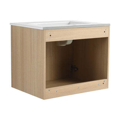 Modern Wall Mounted 24" Bathroom Vanity With 2 Soft Closing Doors, Excluding Sink - Oak