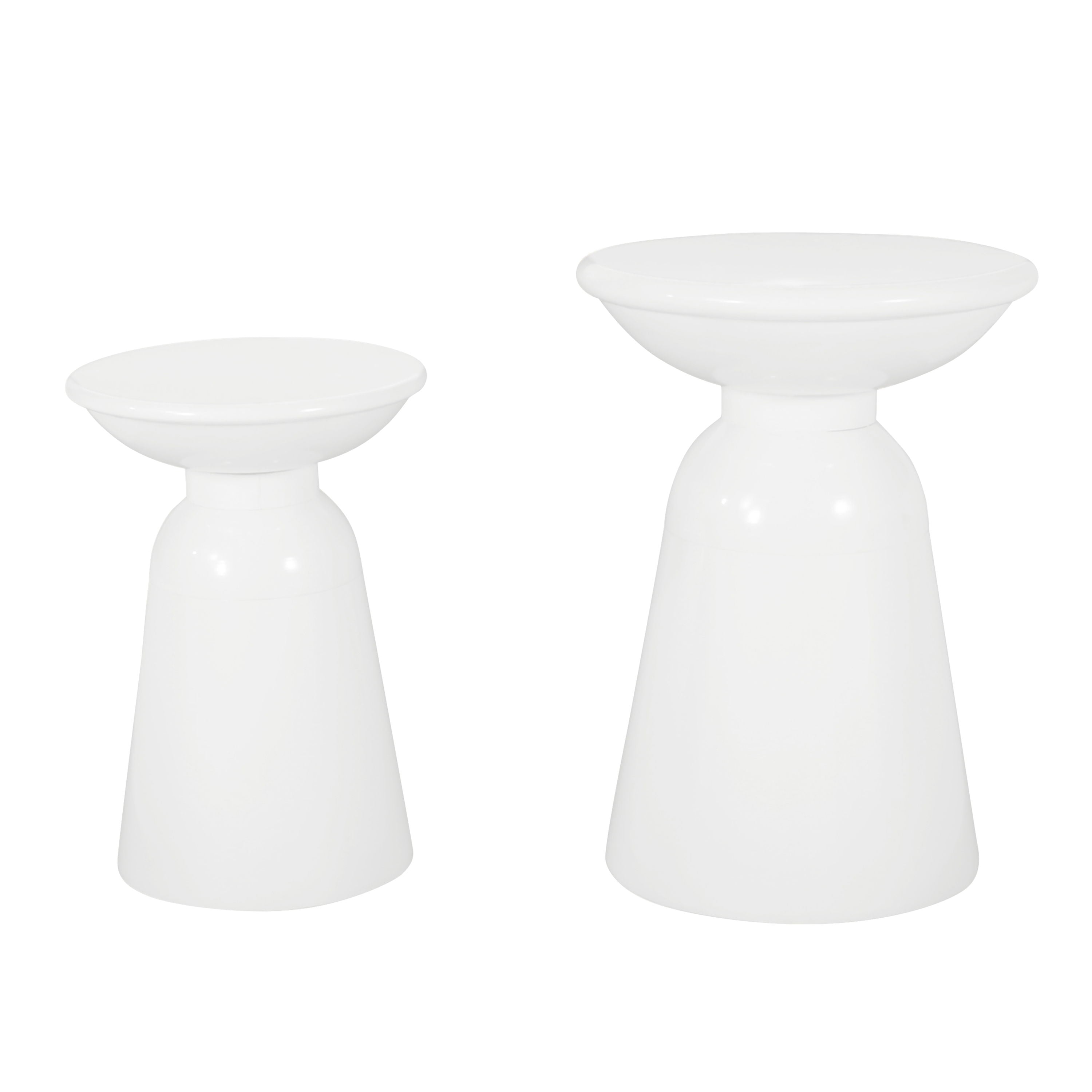 Serenita - Outdoor Iron Side Tables With Flared Design, (Set of 2) - White