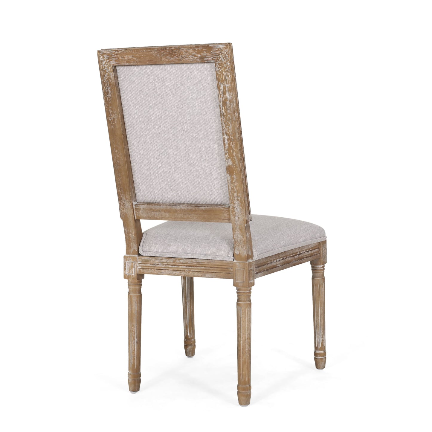 Vintage French Country Dining Chair Set With Cane Backrest, Upholstered Seats - Light Gray