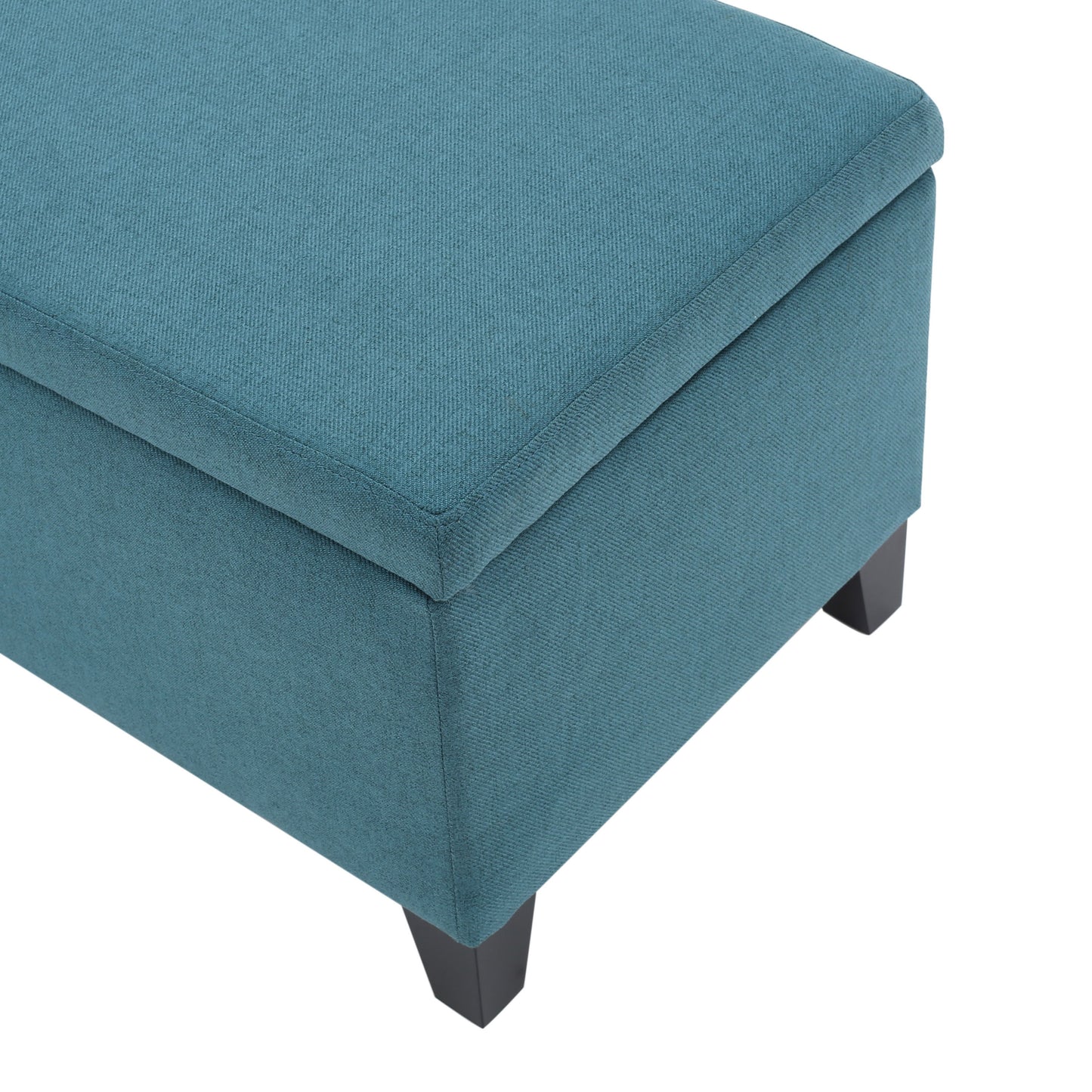 Storage Ottoman Bench With Polyester Upholstery And Wood Frame - Teal